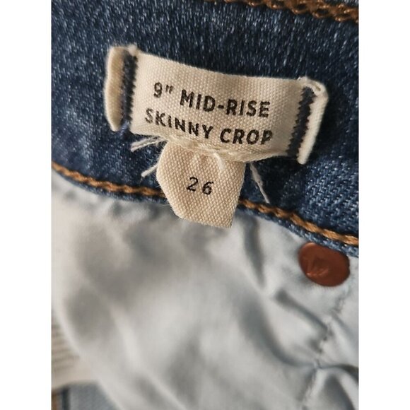 Madewell Jeans Womens 26 Blue Button Fly Skinny Crop Medium Wash 9" Mid rise - Picture 5 of 6